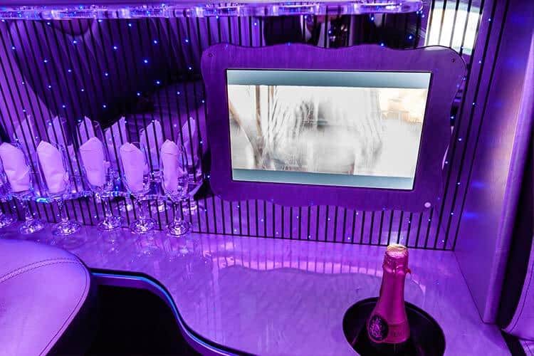 inside of limo pink coventry limos